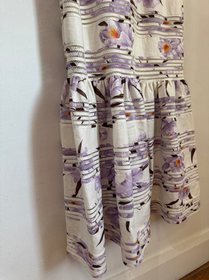 Zimmermann Corsage Linear Orchid Print Dress - Size 2