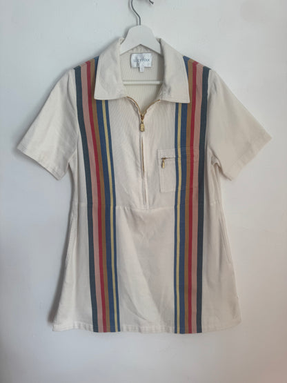 Lucy Folk Racer-Stripe Dress - Size S
