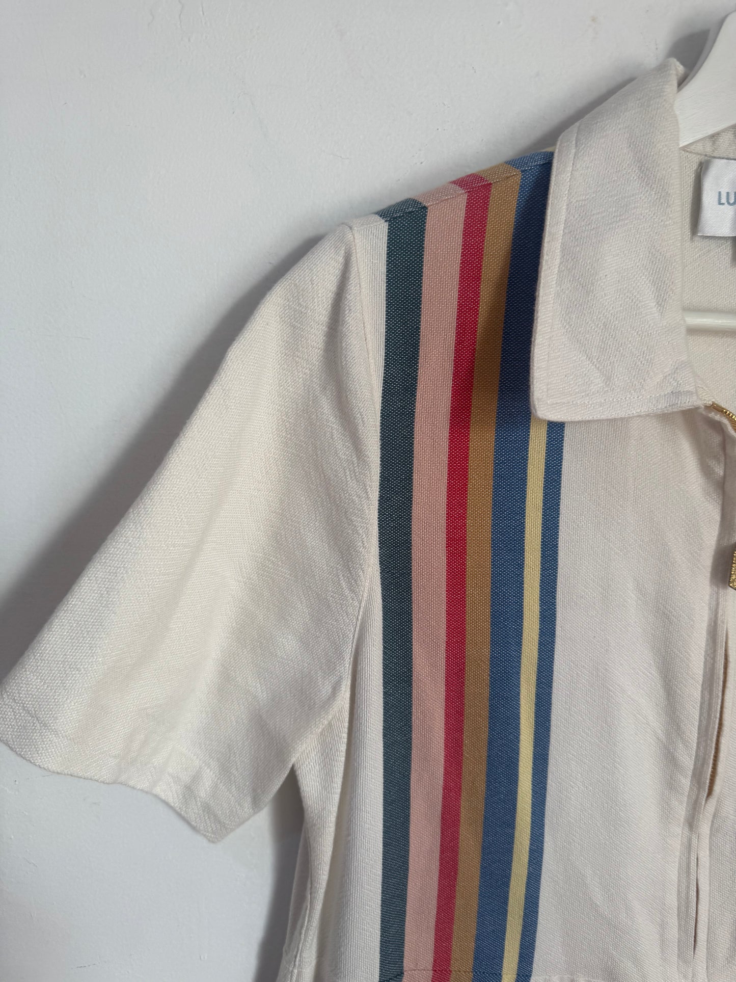 Lucy Folk Racer-Stripe Dress - Size S