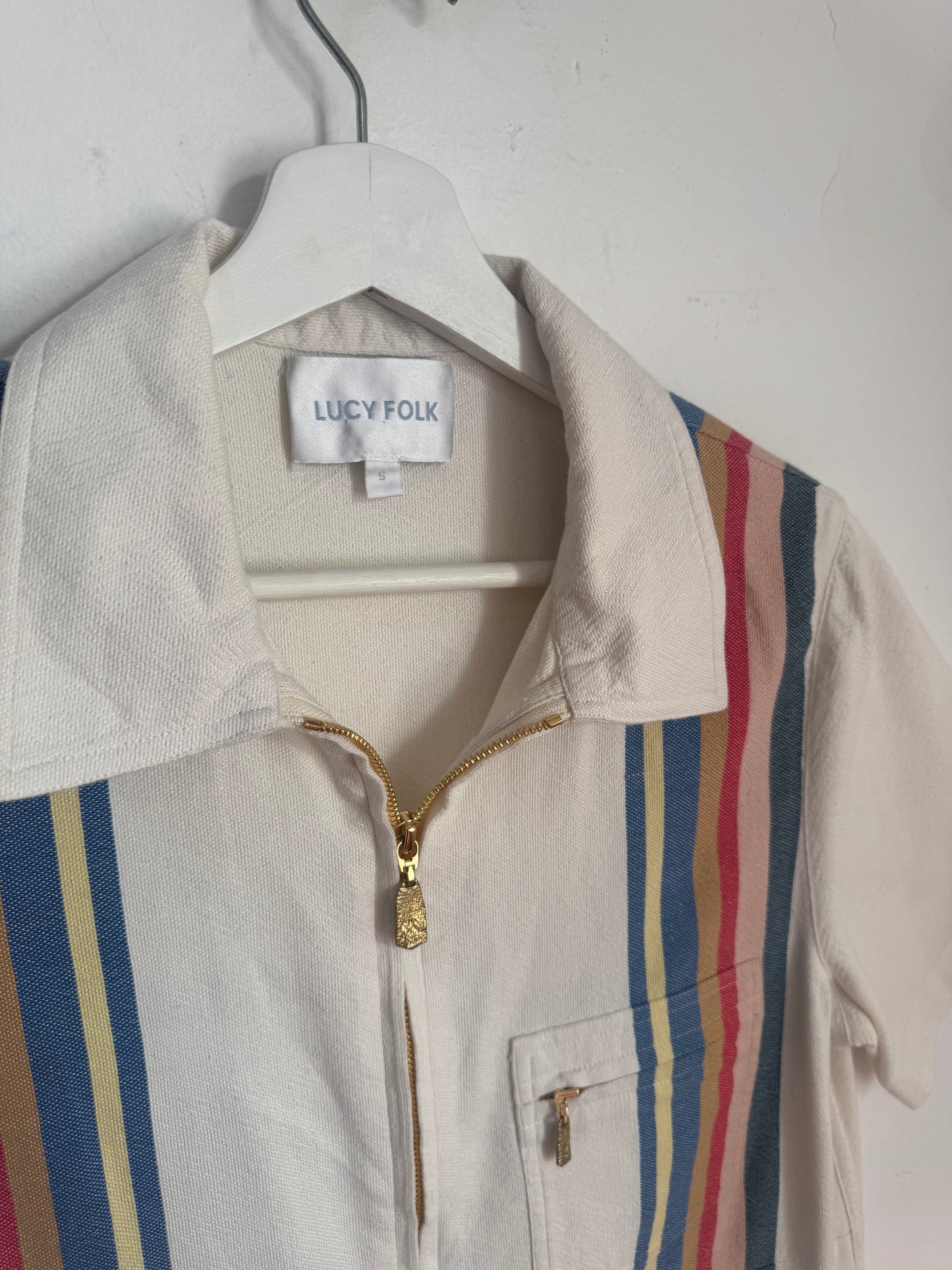 Lucy Folk Racer-Stripe Dress - Size S