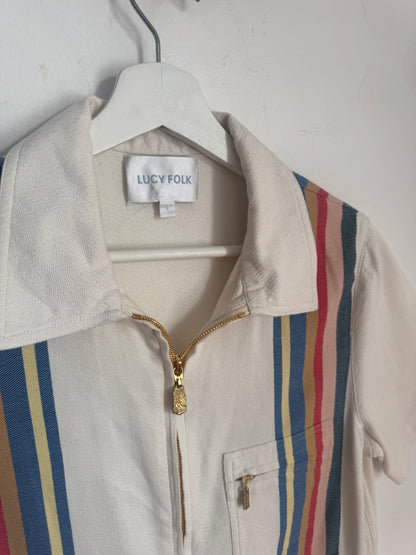 Lucy Folk Racer-Stripe Dress - Size S