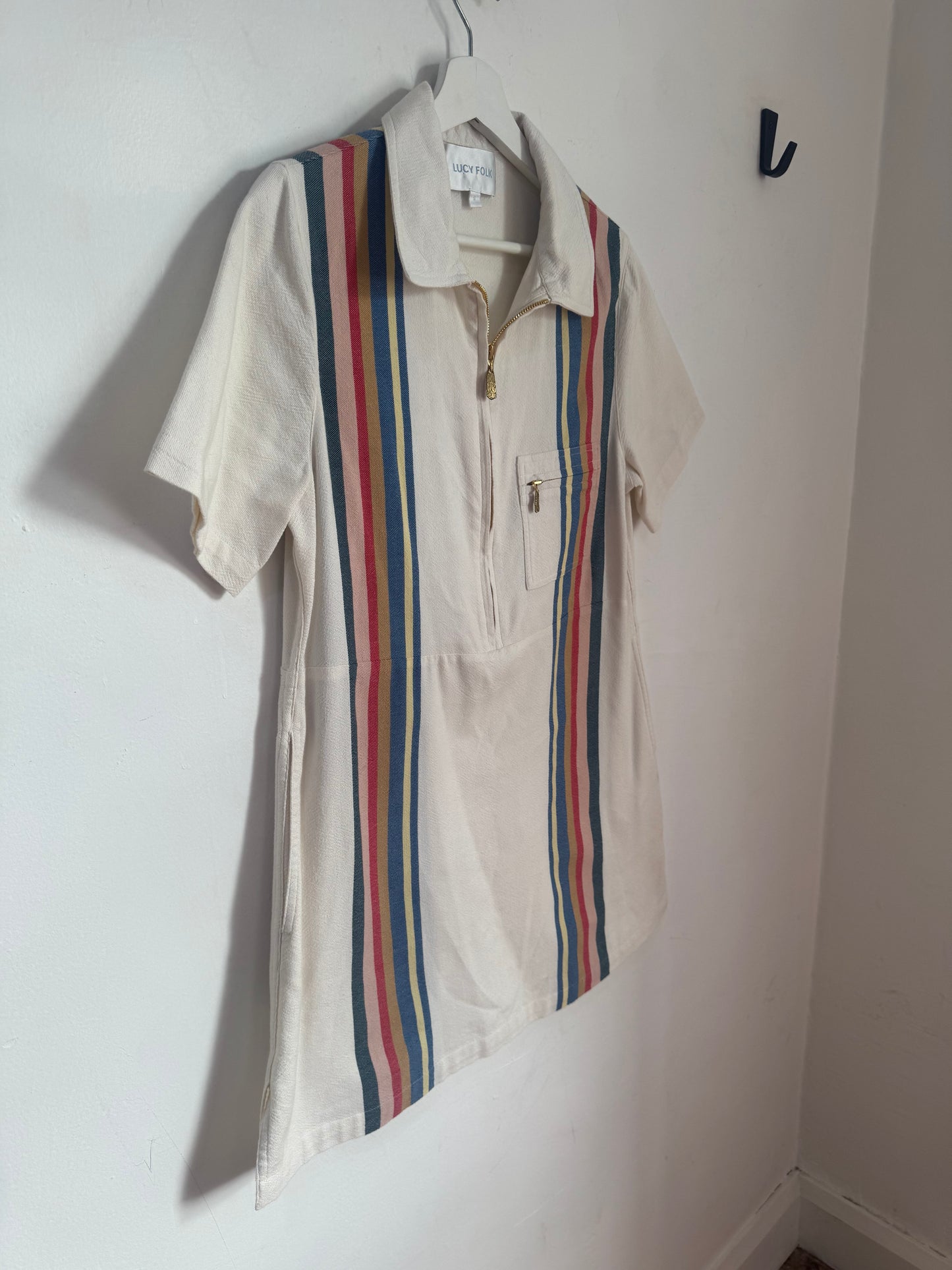 Lucy Folk Racer-Stripe Dress - Size S