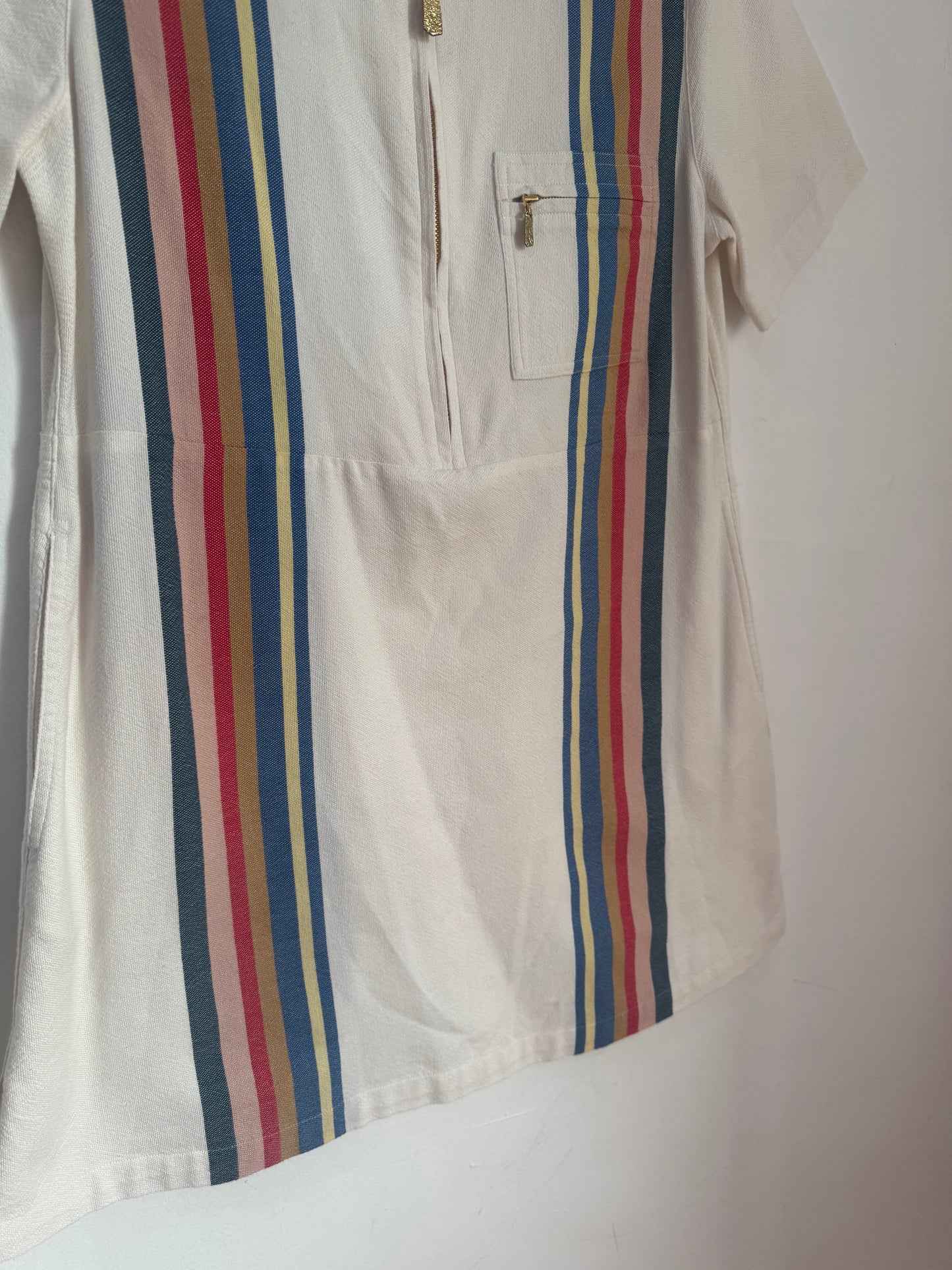 Lucy Folk Racer-Stripe Dress - Size S