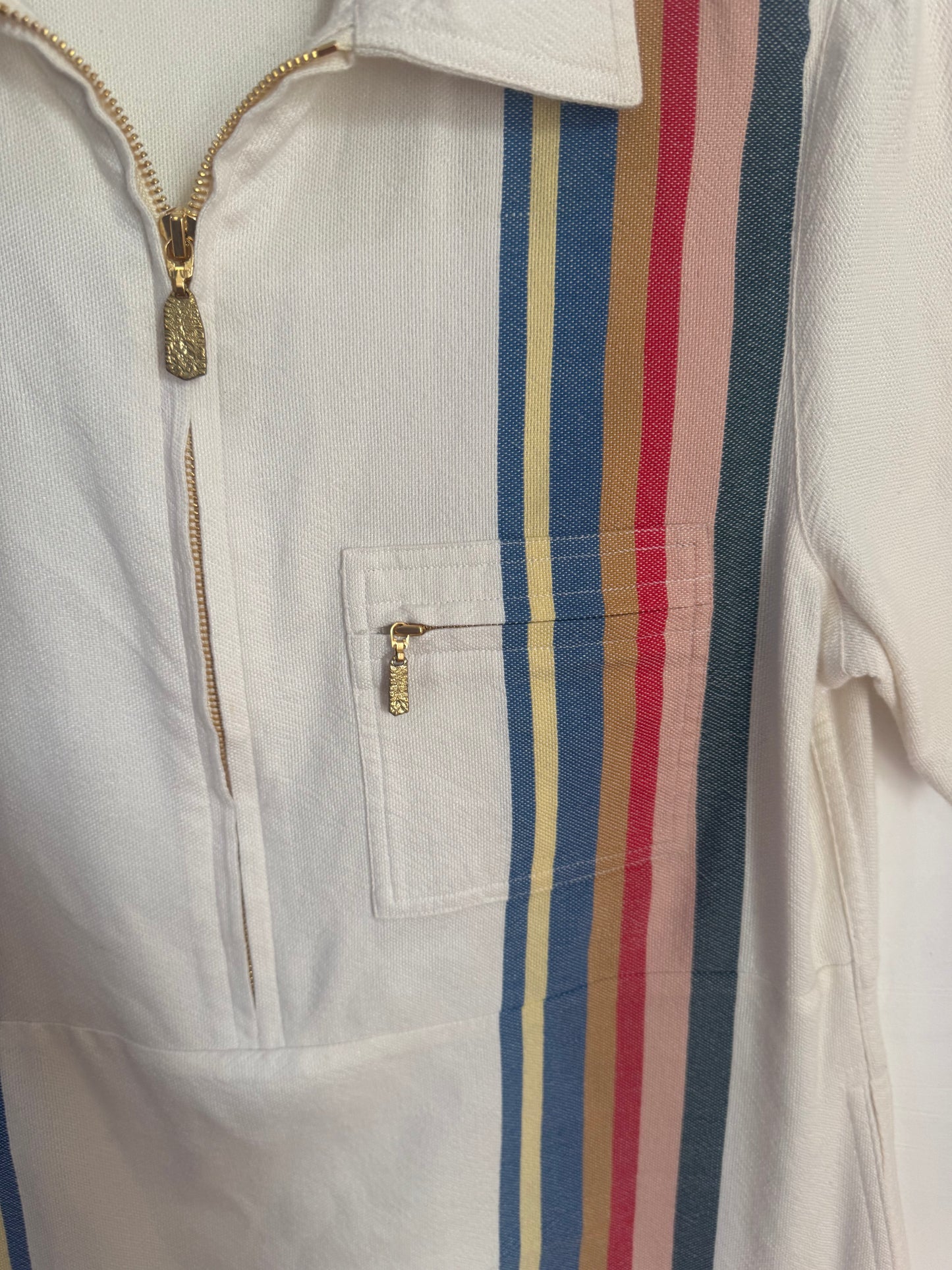 Lucy Folk Racer-Stripe Dress - Size S