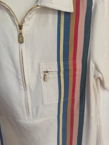 Lucy Folk Racer-Stripe Dress - Size S