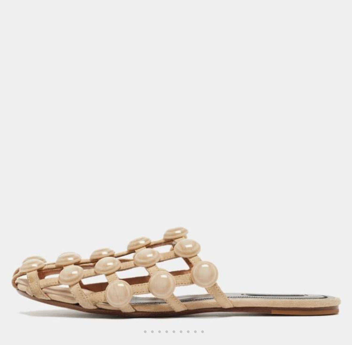 Alexander Wang Amelia Beige Suede Mules with Studs - Size 38 (Like New)