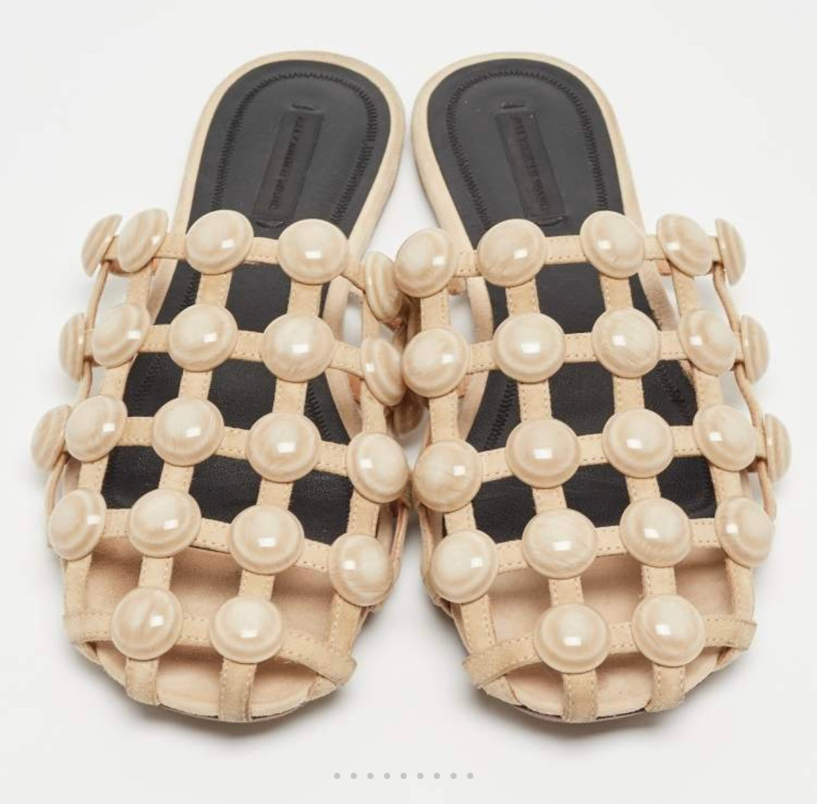 Alexander Wang Amelia Beige Suede Mules with Studs - Size 38 (Like New)