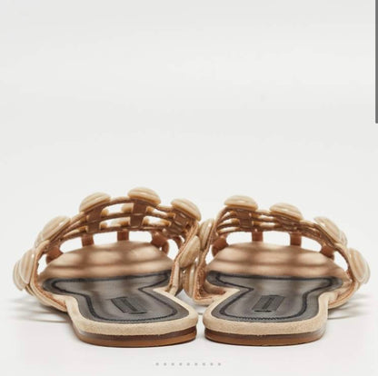 Alexander Wang Amelia Beige Suede Mules with Studs - Size 38 (Like New)