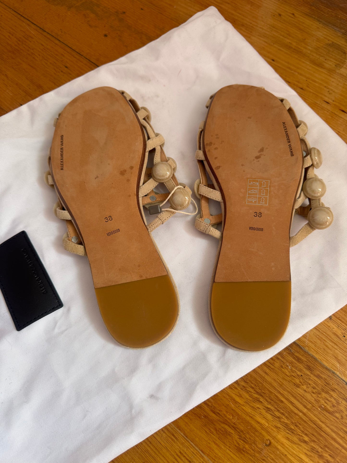 Alexander Wang Amelia Beige Suede Mules with Studs - Size 38 (Like New)