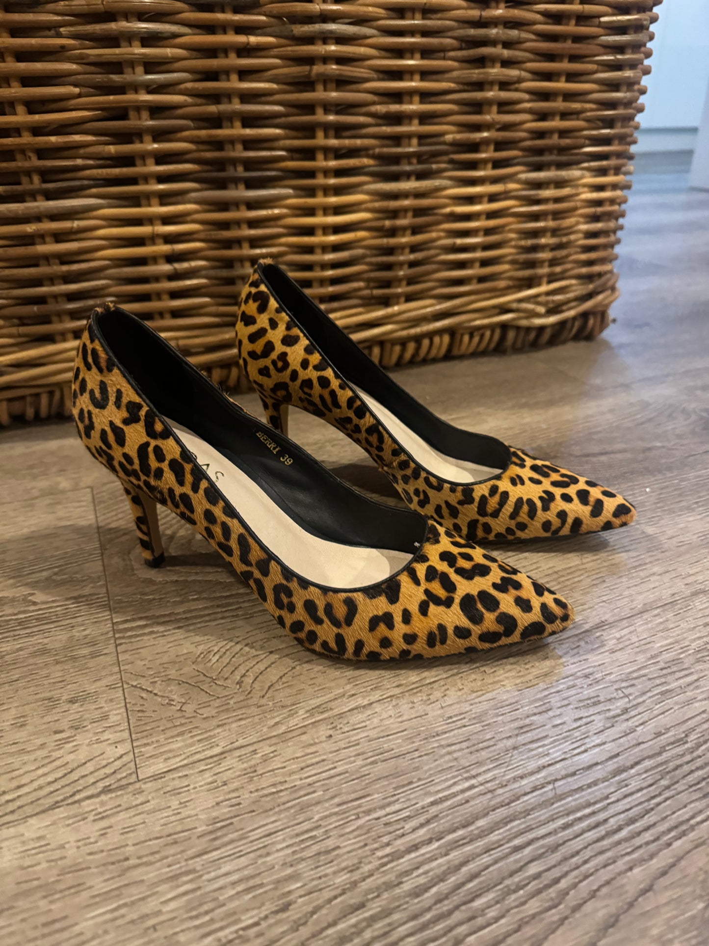 Midas Leopard Suede Heels - Size 39