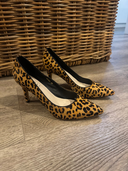 Midas Leopard Suede Heels - Size 39