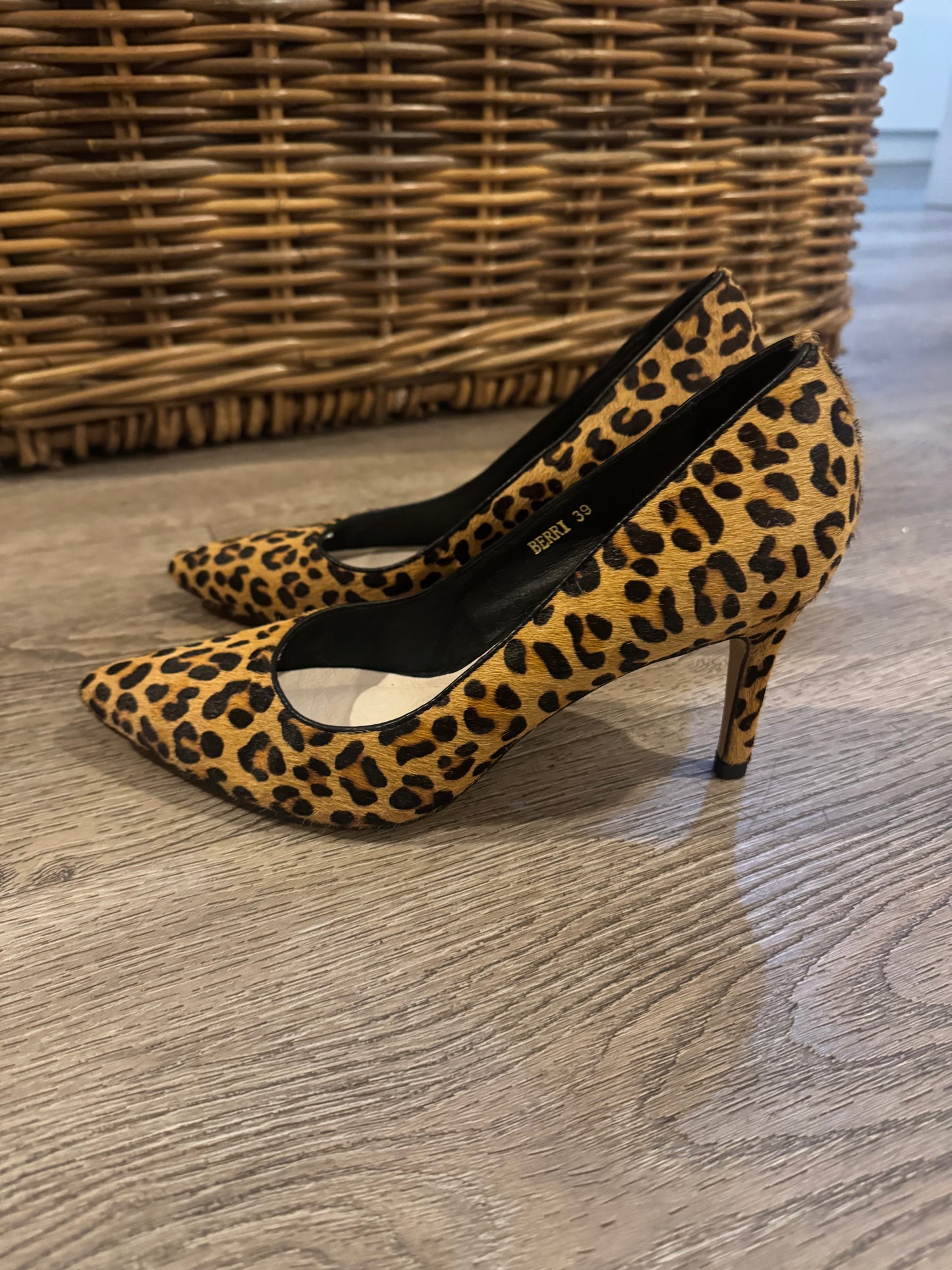Midas Leopard Suede Heels - Size 39
