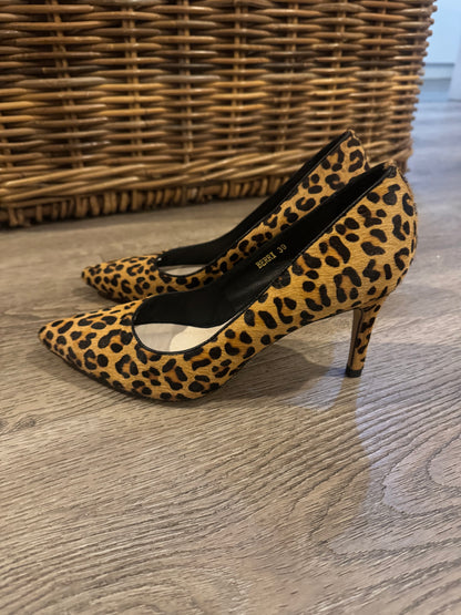 Midas Leopard Suede Heels - Size 39