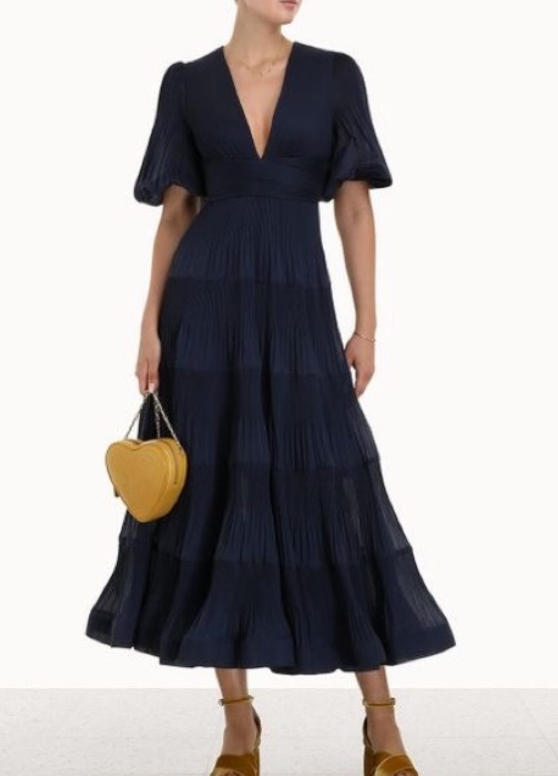 Zimmermann Navy Pleated Midi Dress - Size 1