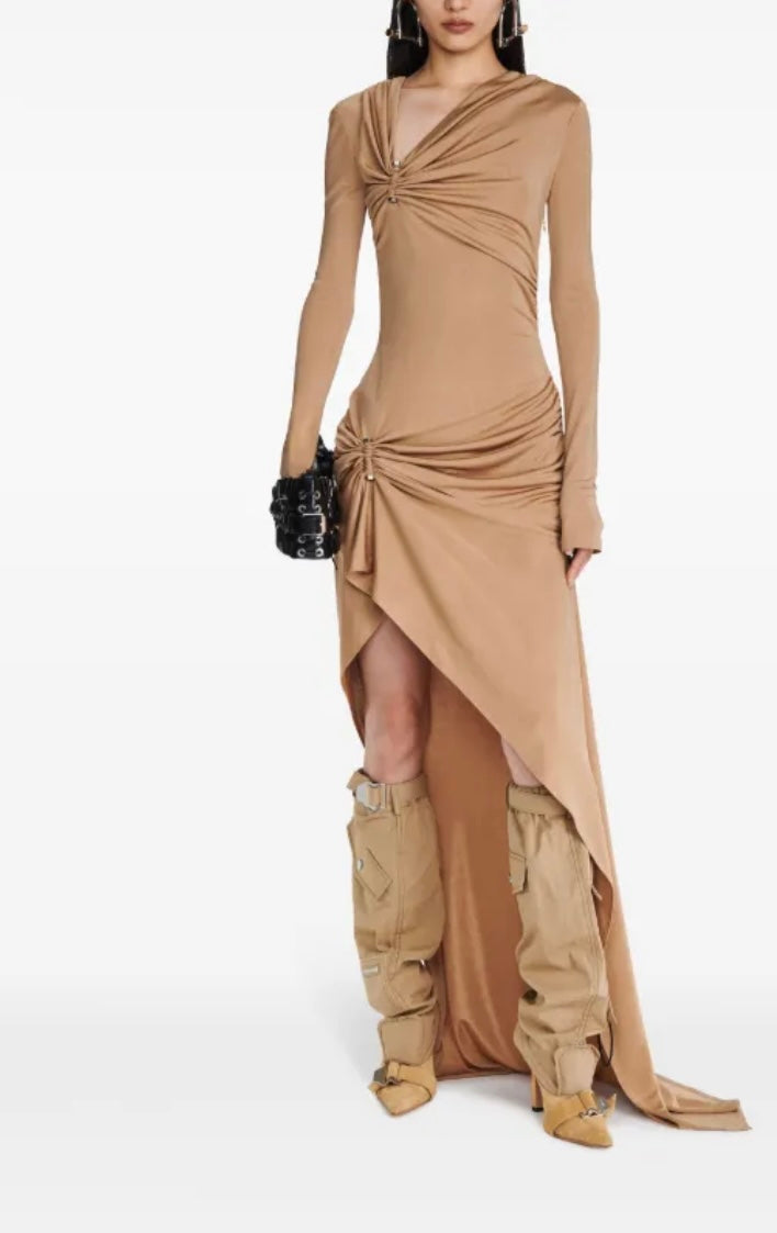 Dion Lee Gathered Asymmetric Maxi Dress - Size 10