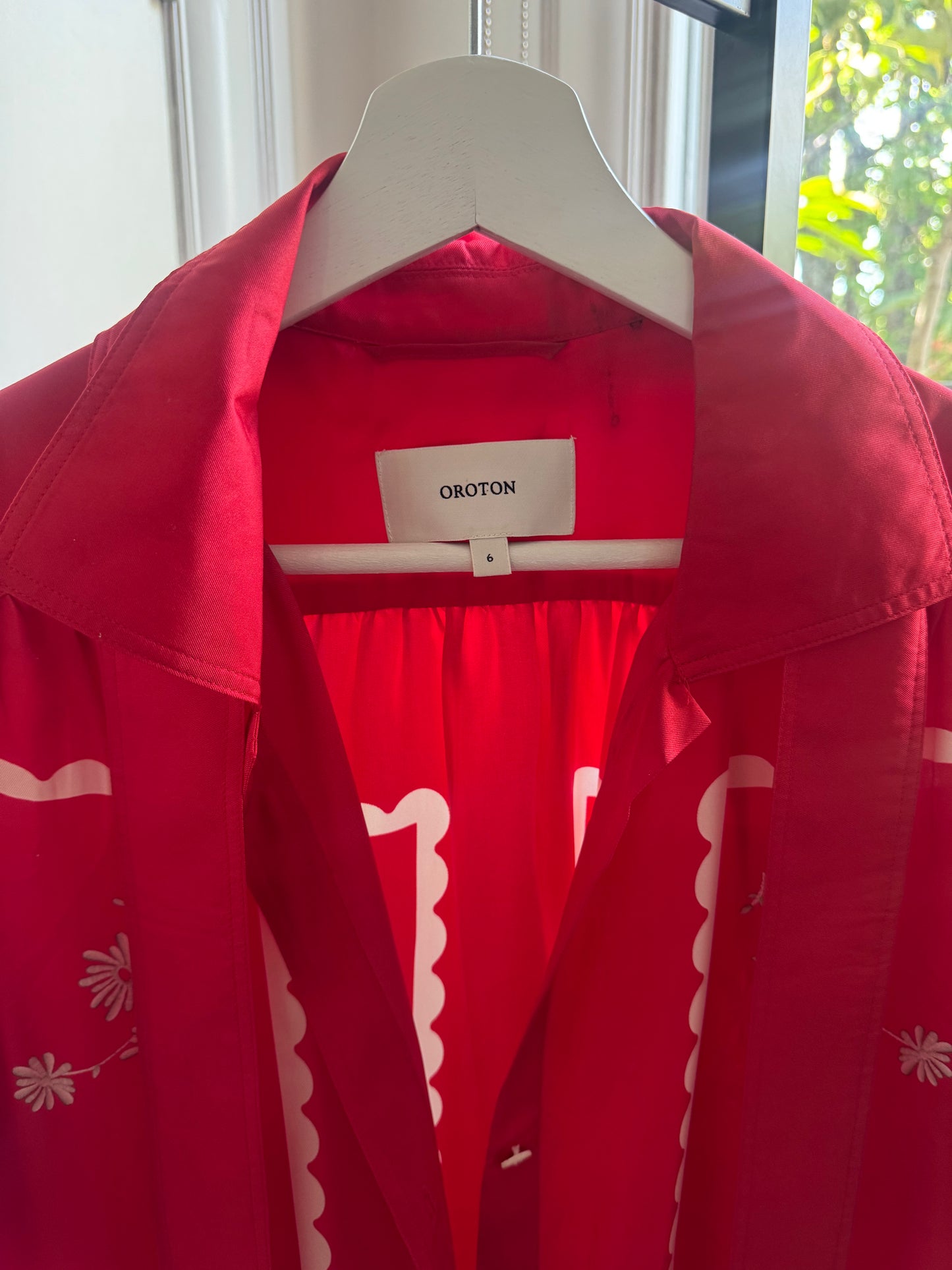 Oroton Poppy Daisy Silk Print Dress - Size 6 (oversized)