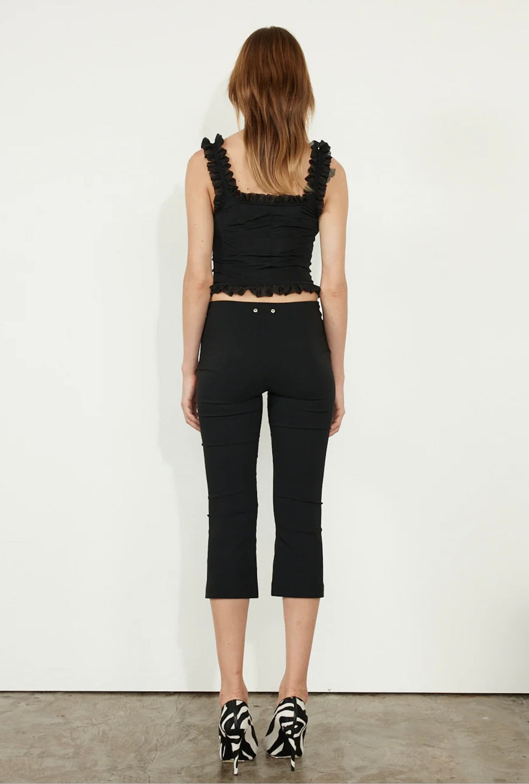 LEM Frill Black Top - Size 8