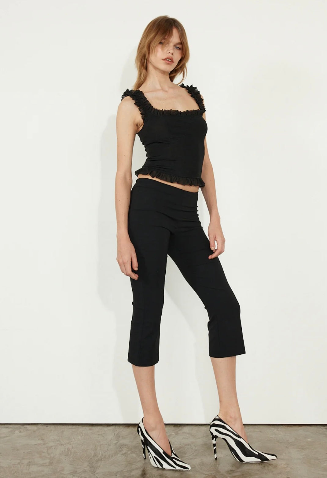 LEM Frill Black Top - Size 8