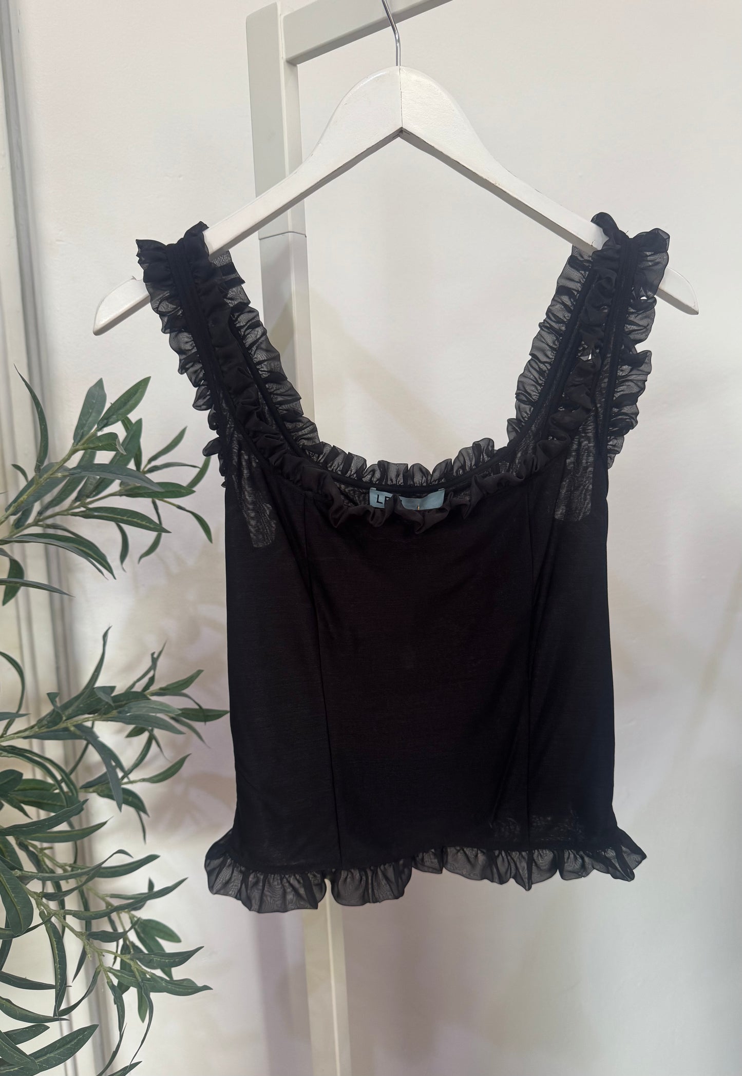 LEM Frill Black Top - Size 8