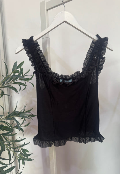 LEM Frill Black Top - Size 8