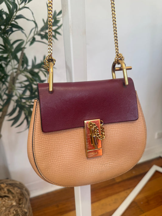 Chloe Drew Leather & Chain Cross Body Bag