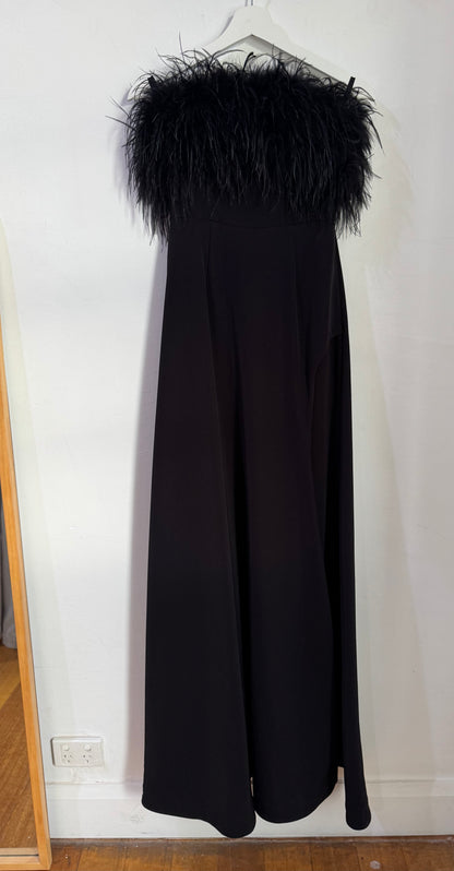 Rachel Gilbert Linc Feather Embellished Strapless Gown - Size 0