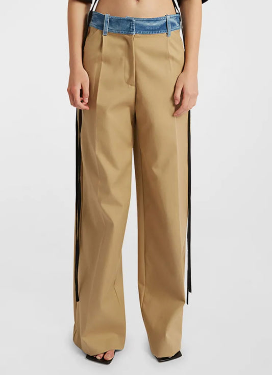 Christopher Esber Denim and Gabardine Wide Pants - Size S