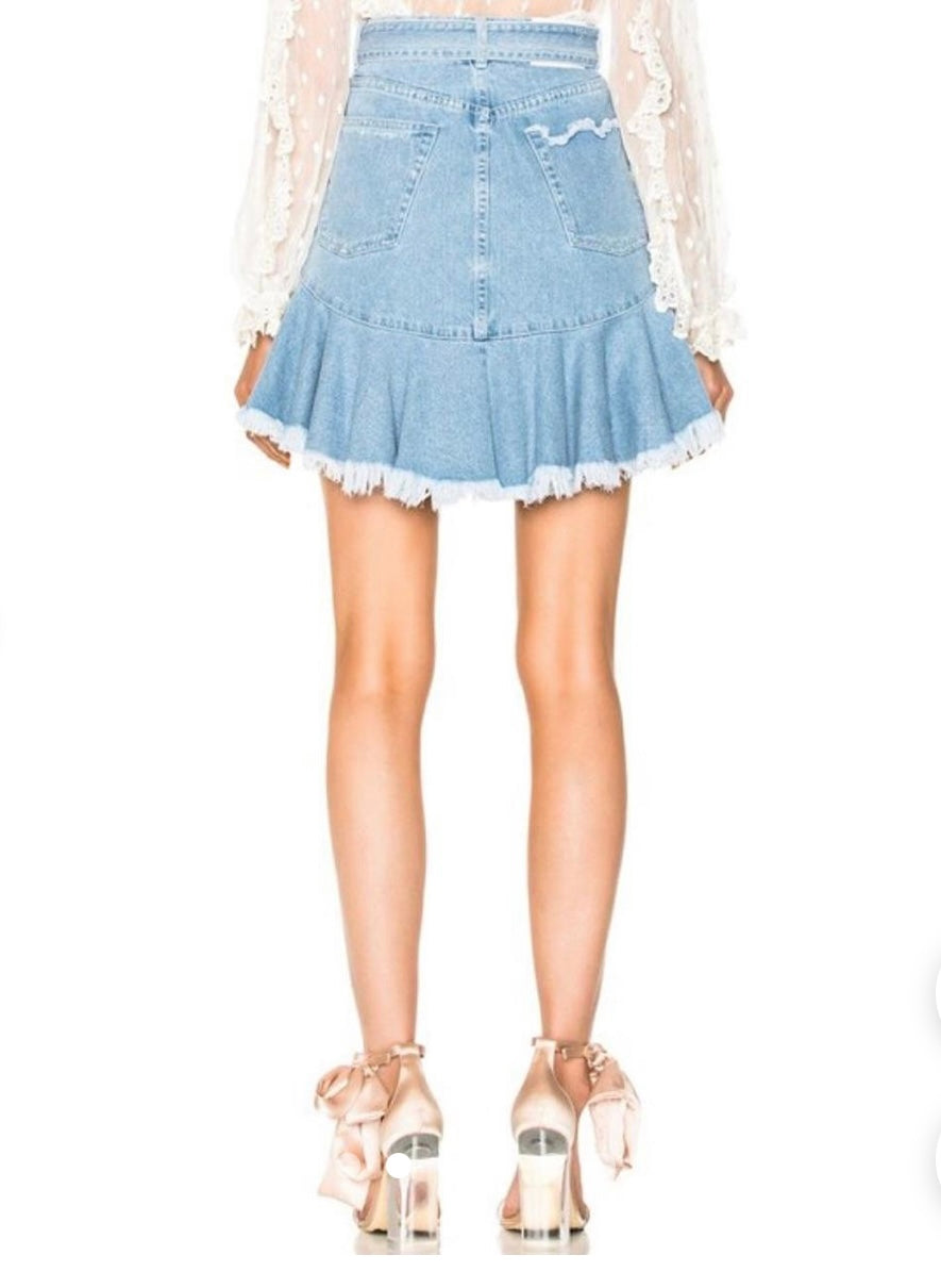 Zimmermann Cosair Denim Flutter Skirt - Size 1