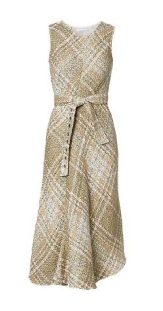 Scanlan Theodore Tweed Linen Khaki Dress - Size 10