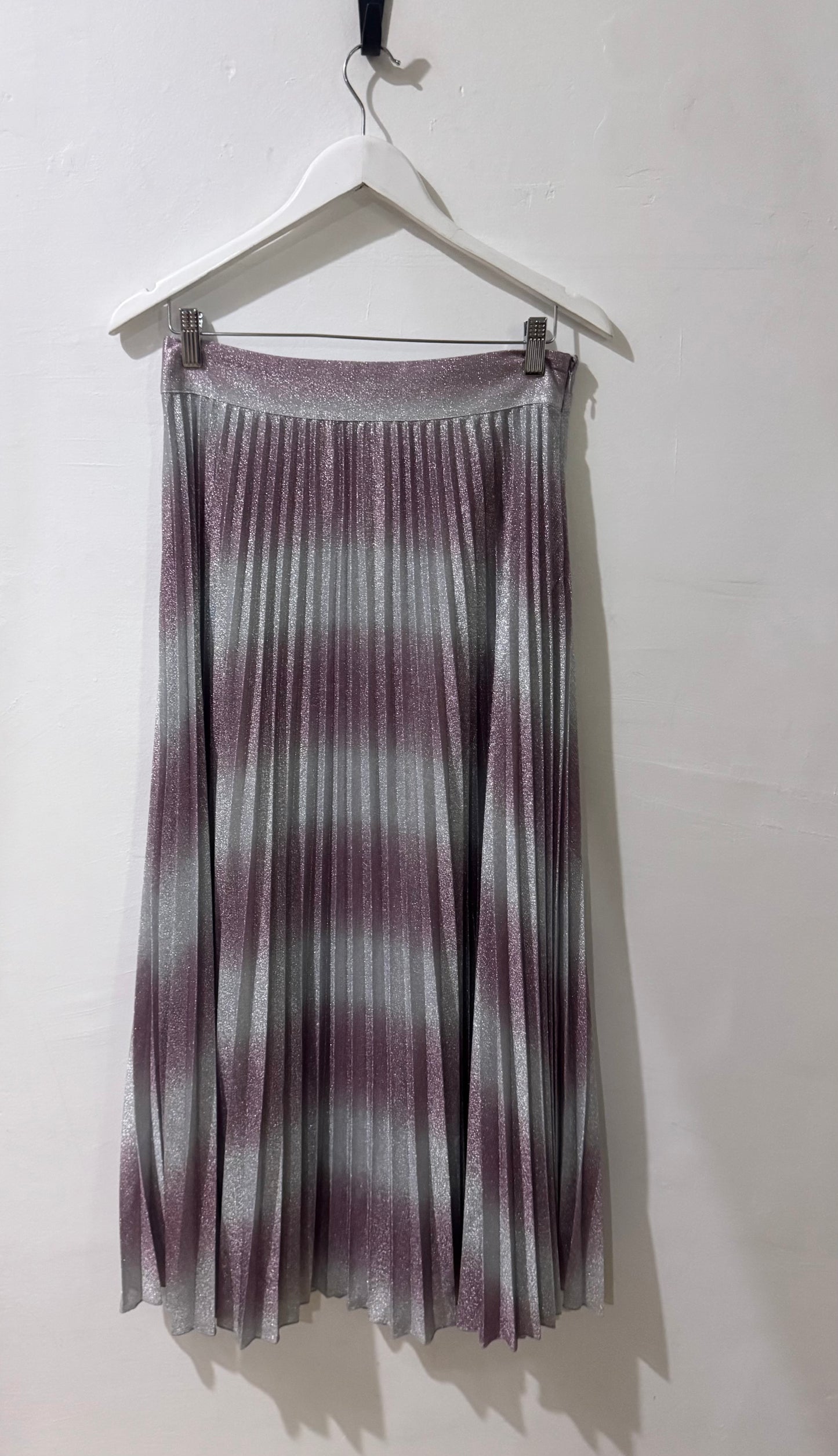 Sezane Dilo Pleated Silver/Pink Pleated Skirt - Size 38