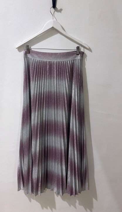 Sezane Dilo Pleated Silver/Pink Pleated Skirt - Size 38