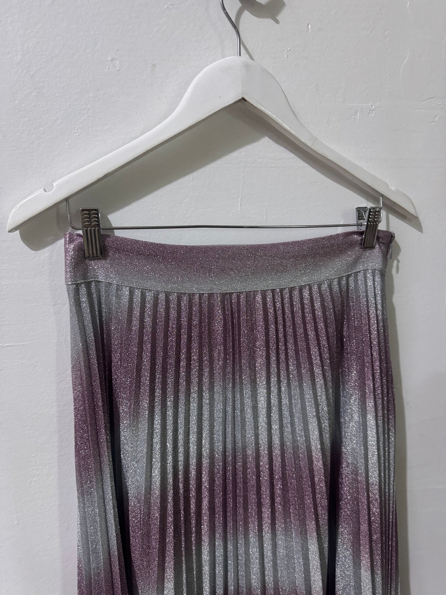 Sezane Dilo Pleated Silver/Pink Pleated Skirt - Size 38