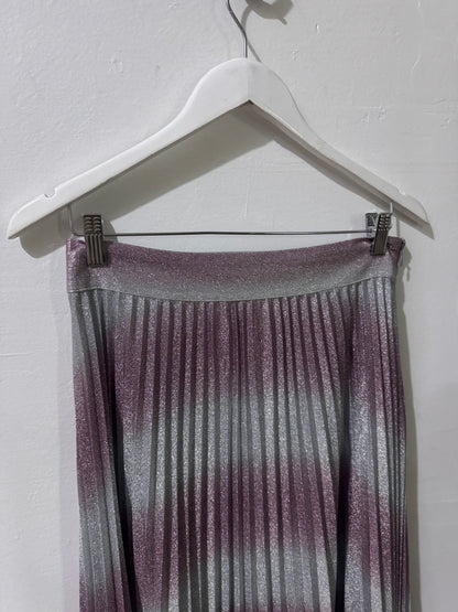 Sezane Dilo Pleated Silver/Pink Pleated Skirt - Size 38