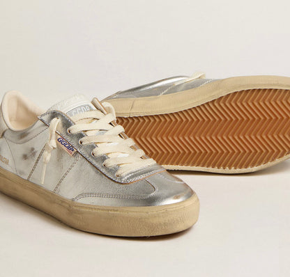 Golden Goose Leather Soul Star Metallic Silver Sneakers - Size 41 (Brand New)