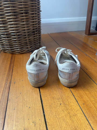 Golden Goose Leather Soul Star Metallic Silver Sneakers - Size 41 (Brand New)
