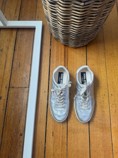Golden Goose Leather Soul Star Metallic Silver Sneakers - Size 41 (Brand New)