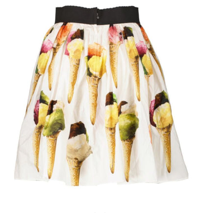Dolce & Gabbana Ice Cream Printed Cotton Skirt - Size 44