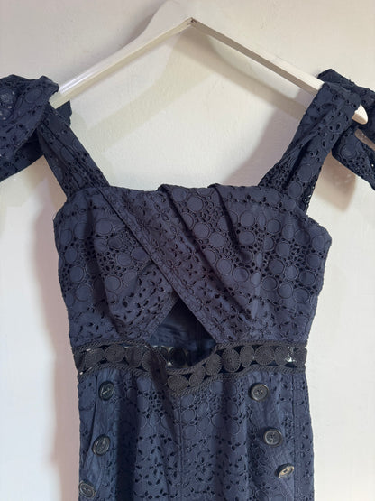 Self Portrait Navy Sleeveless Jumpsuit - Size 10