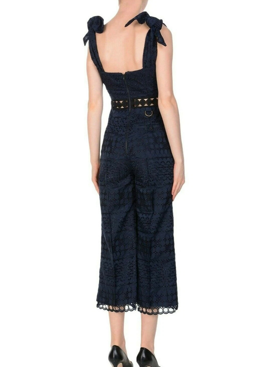 Self Portrait Navy Sleeveless Jumpsuit - Size 10