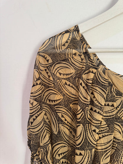 Diane von Furstenberg Merrill Brown Silk Layered Print Blouse - Size 10