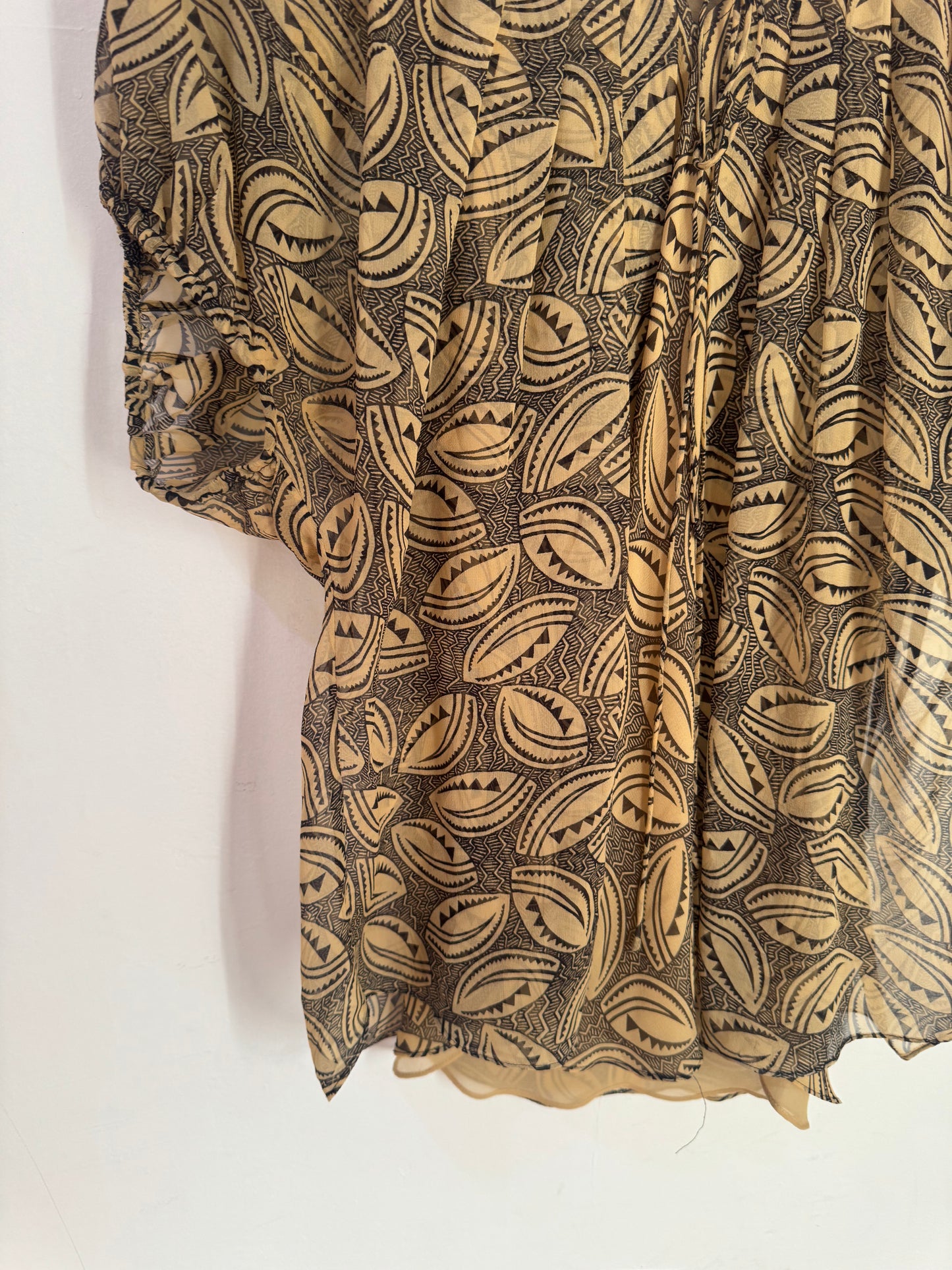 Diane von Furstenberg Merrill Brown Silk Layered Print Blouse - Size 10