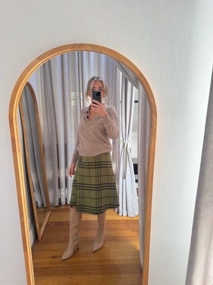 Max & Co Green Wrap Wool Skirt with Button Detail - Size 44