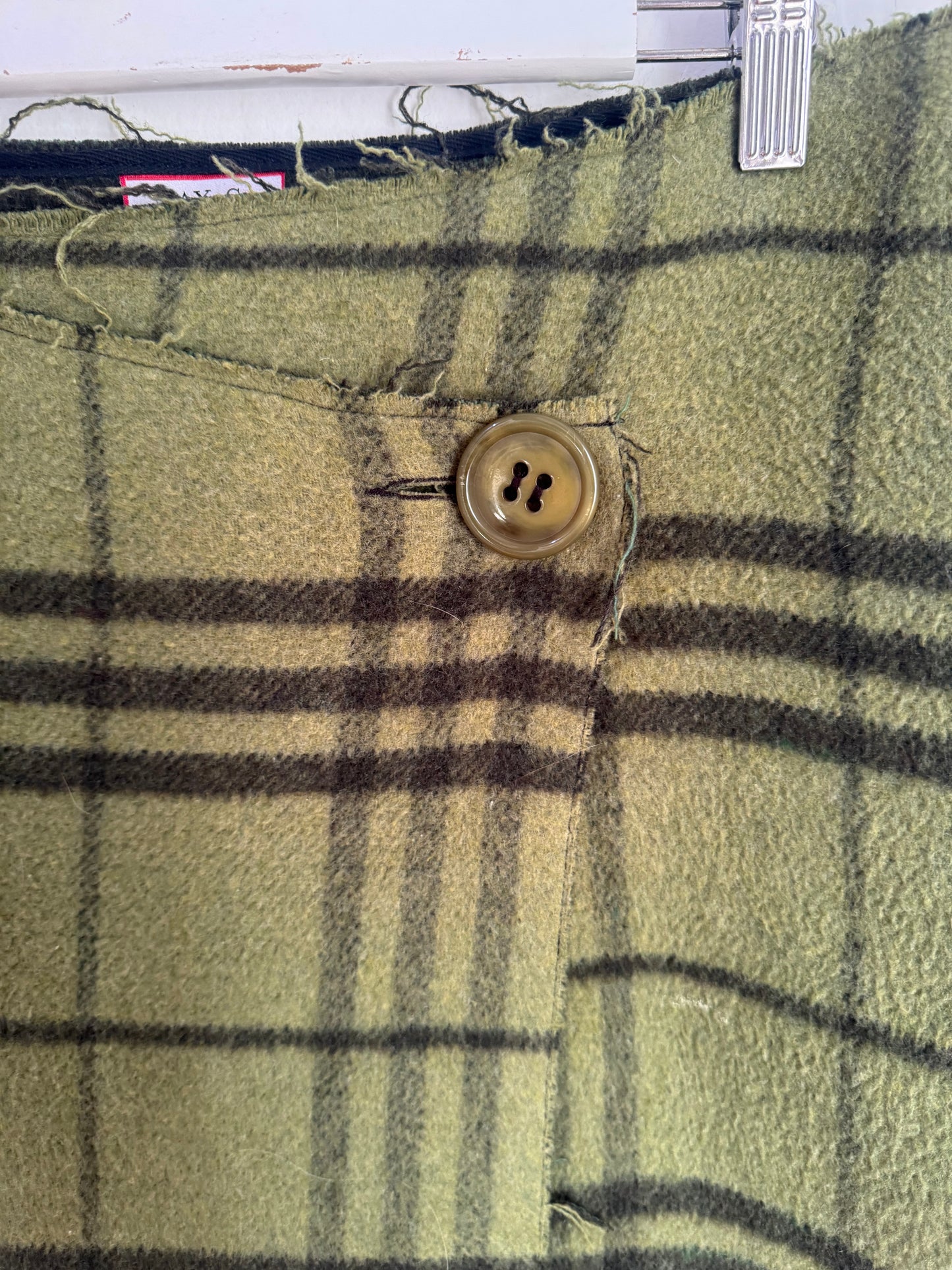 Max & Co Green Wrap Wool Skirt with Button Detail - Size 44