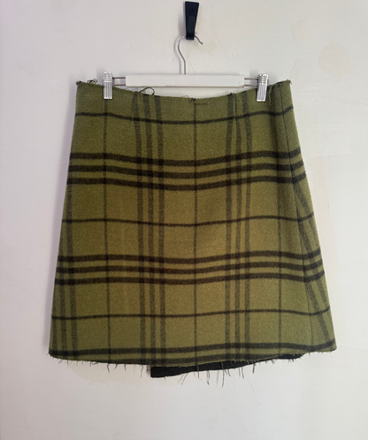 Max & Co Green Wrap Wool Skirt with Button Detail - Size 44