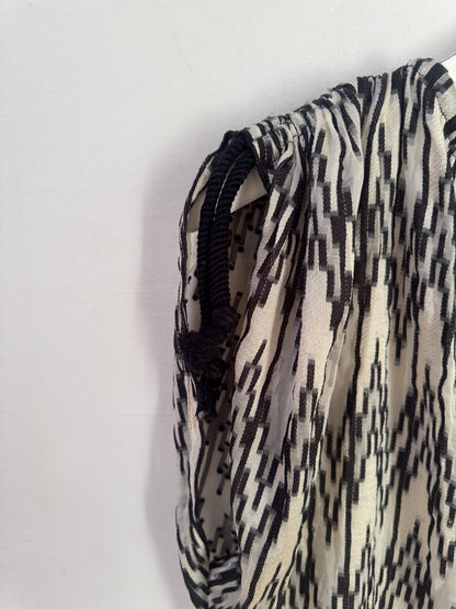 Isabel Marant Black & White Cotton Top with Shoulder Ties - Size 36