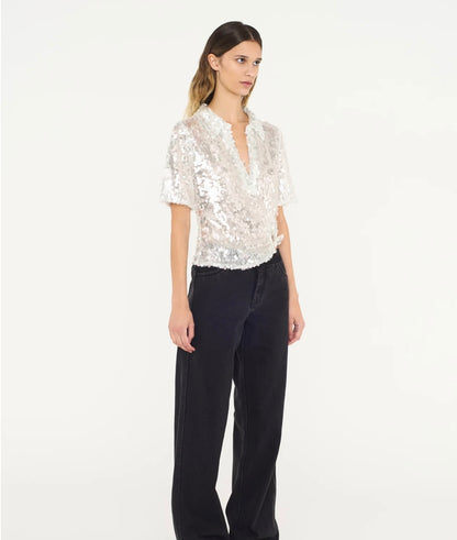 Christopher Esber Opaline Sequin Polo Top - Size 1