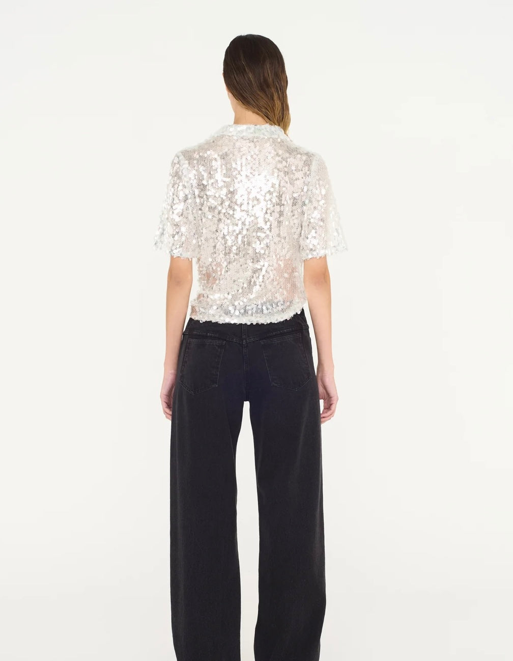 Christopher Esber Opaline Sequin Polo Top - Size 1