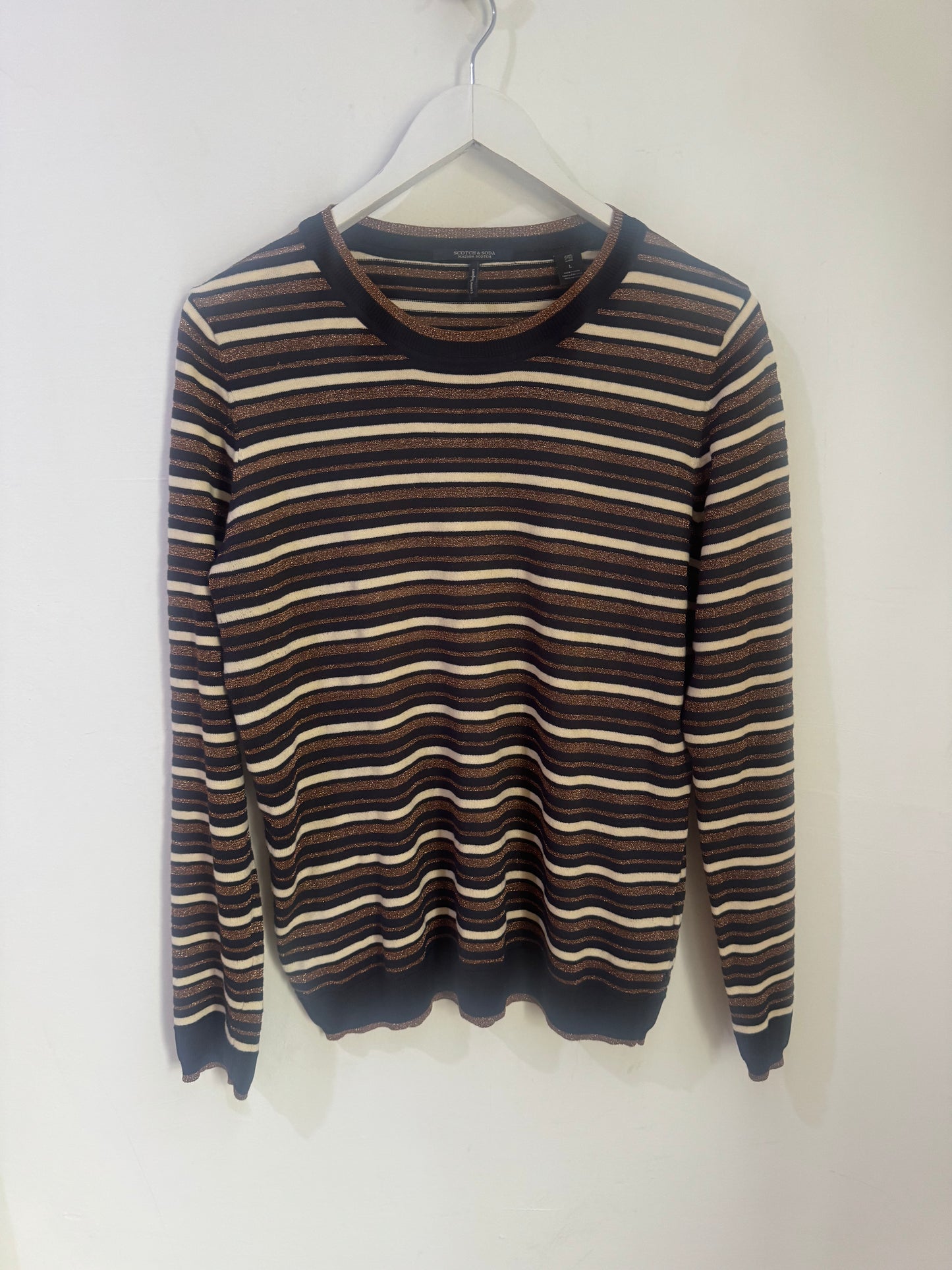 Scotch & Soda Navy & Gold KKnit Sweater - Size L