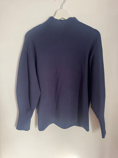 Camilla and Marc Navy Turtle Neck Crepe Knit Sweater - Size S