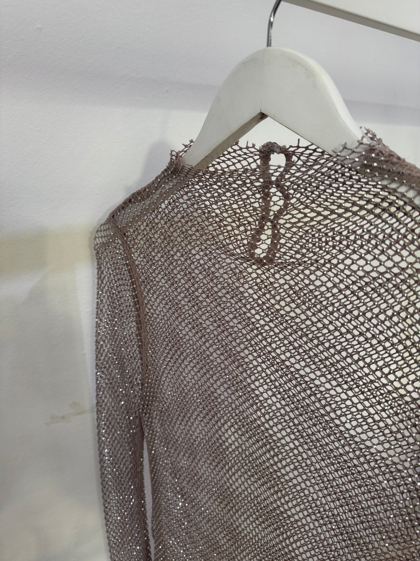 Henne Mesh Net Top with Silver Beading - Size S/M